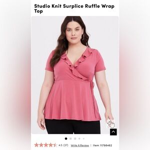 Torrid Studio Knit Surplice Ruffle Wrap Top